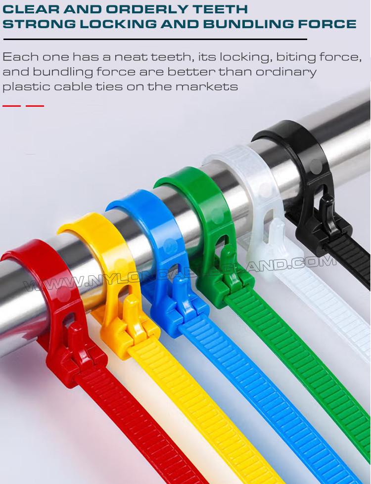 Releasable Zip Cable Tie Plastic Colorful 300mmx7.6, Ø10~82mm Adjustable Cable Strap Reusable Cable Tie Strap (50lbs) Nylon 66, 94V-2 for Indoor &