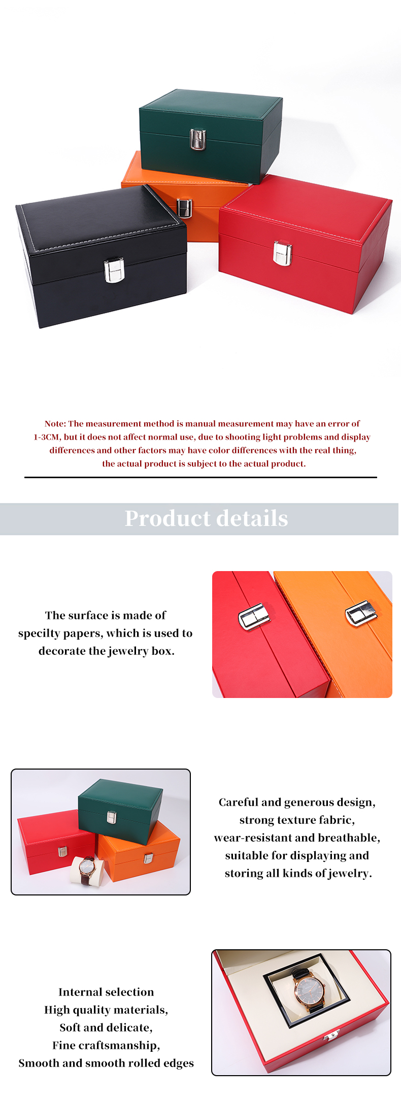 Upscale Damp Proof Sleek Faux Leather Watch Box Packaging with Buckle Closure