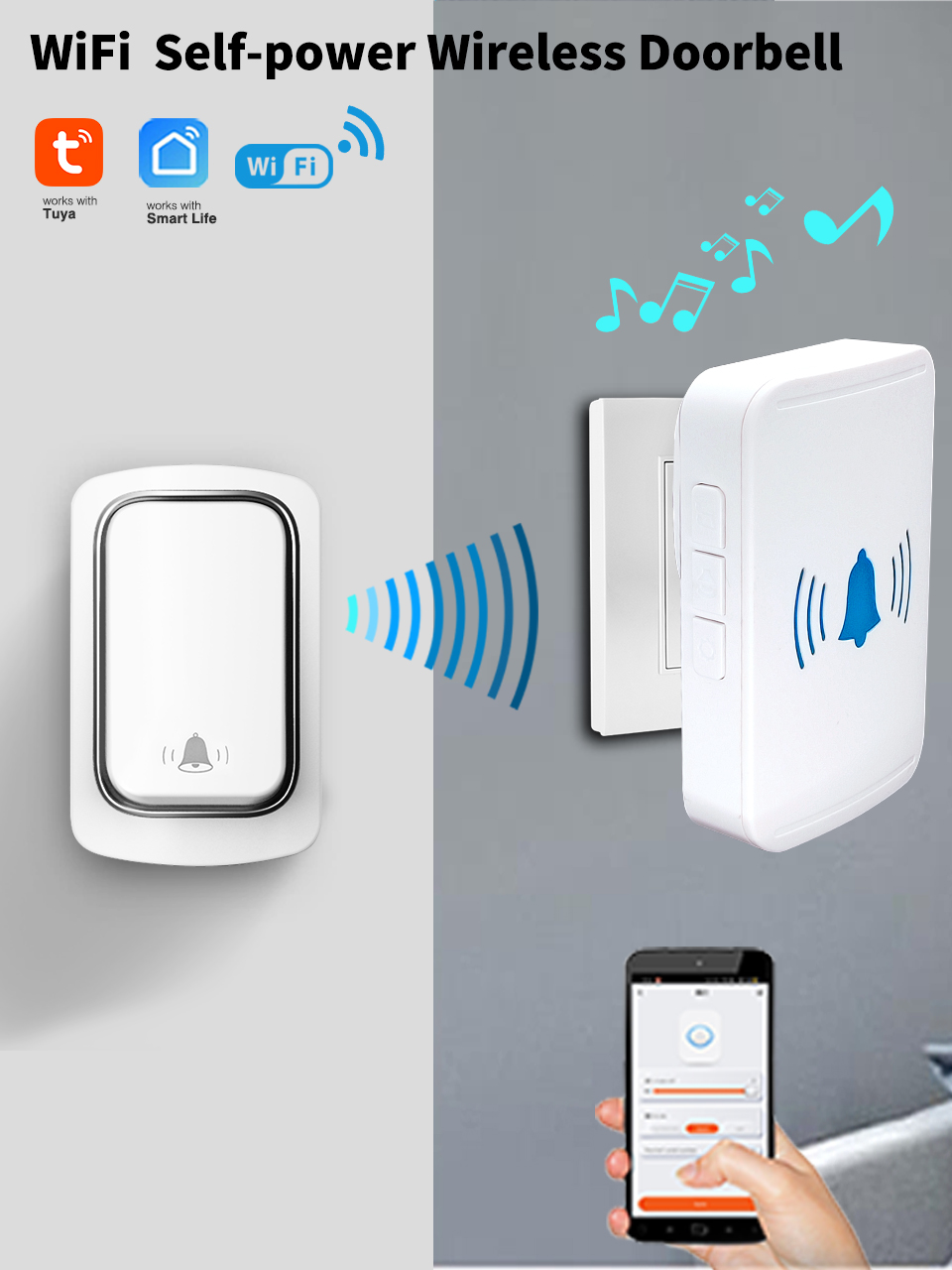 IP44 Tuya Smart Doorbell EU US UK Plug Waterproof Door Bell
