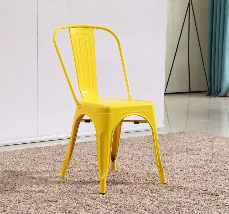 Indoor colorful red metal chair cheap stackable Modern Balcony Chair yellow blue Modern Garden Chairs---YS210621