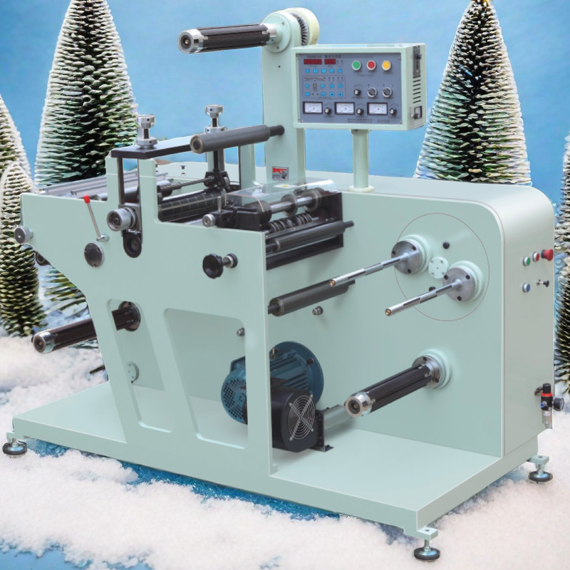 Economical Un-Printed Blank Labels Fully Rotary Die Cutting Machinery With Slitting Turret Rewinding air shaft 3 size