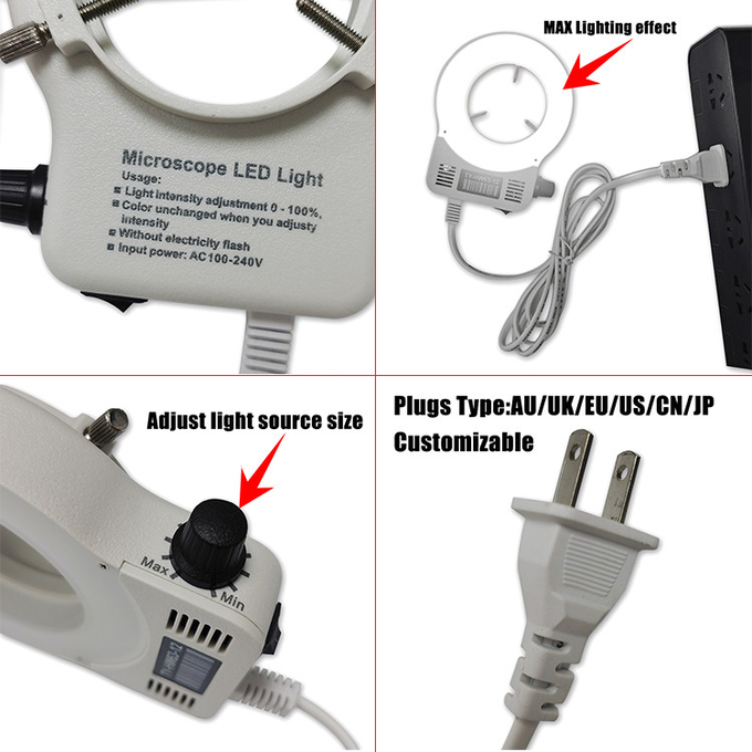 White ESD LED Microscope Ring Light For Stereo Microscope