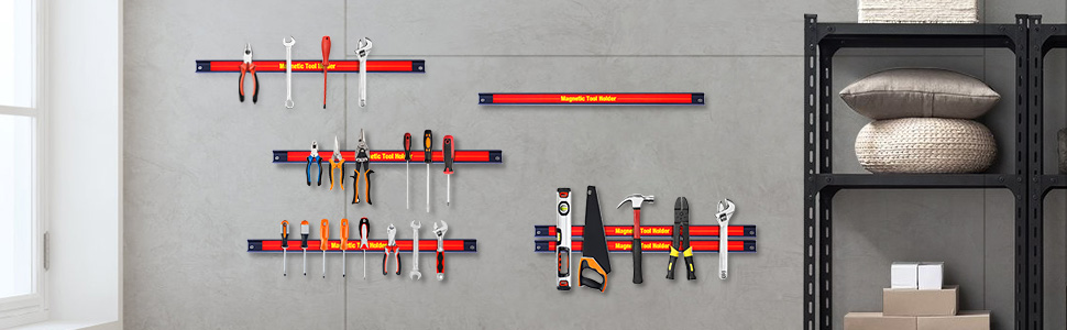 18 Inch Magnetic Tool Bar Set A3 Ferrite Magnet Material for Organized Garage Storage