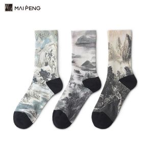 Landscape Pattern sublimation printed socks Custom Digital Printing Socks