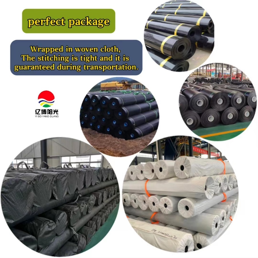 300-1500micron HDPE Geomembrane Liners Width 1m-8m Length 50m-200m/roll HDPE Material