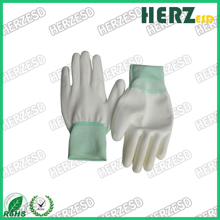 Breathable ESD Hand Gloves Knitted Nylon Material With PU Coated Finger Tip