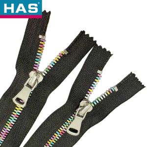 Eco Friendly Metal Zipper With Smooth Running Teeth And Custom Rainbow Design