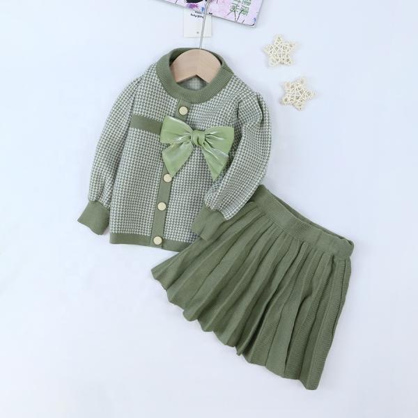 New Style Kids Children Winter Clothing Set Knitting Cardigan Skirt Baby Girl
