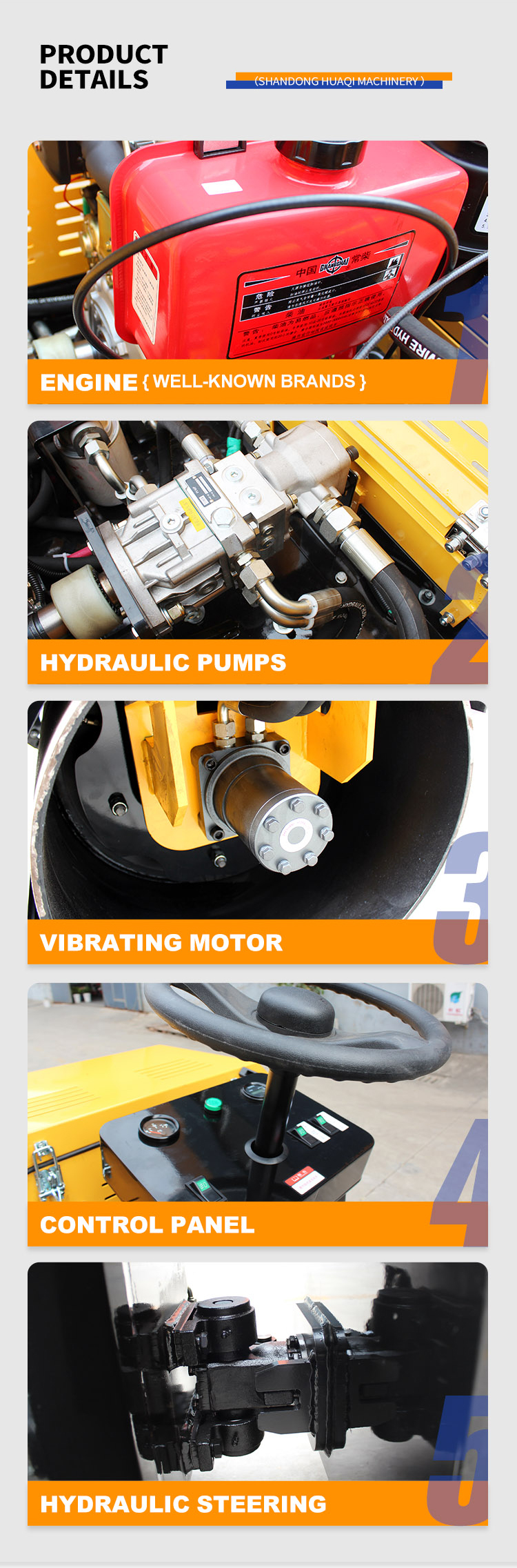 Road Construction Euipments YL800 Full Hydraulic 1.2 Ton Drum Diameter 530mm Roller