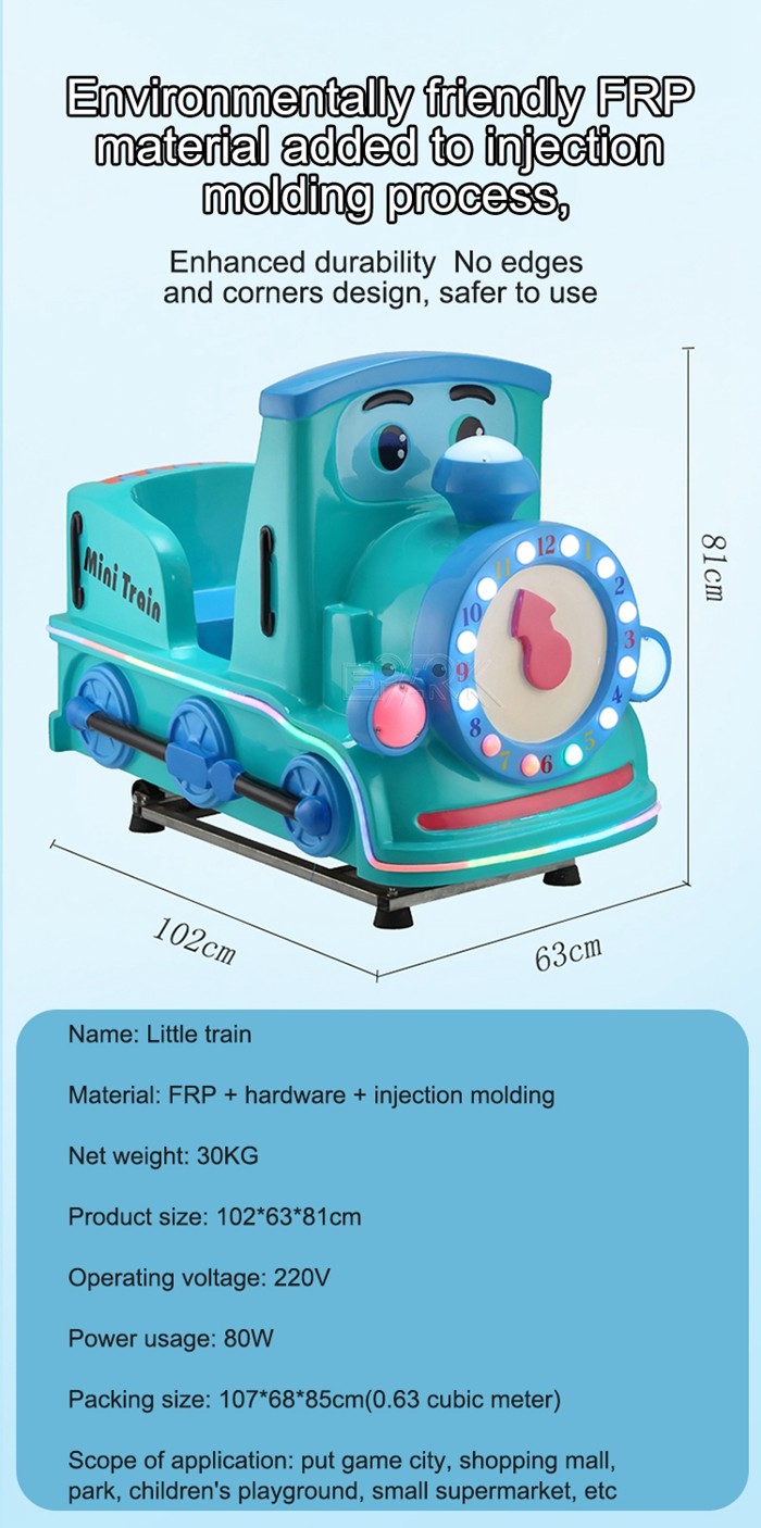 Little Blue Train Coin Operated Electric Kiddie Rides Small Amusement Equipment