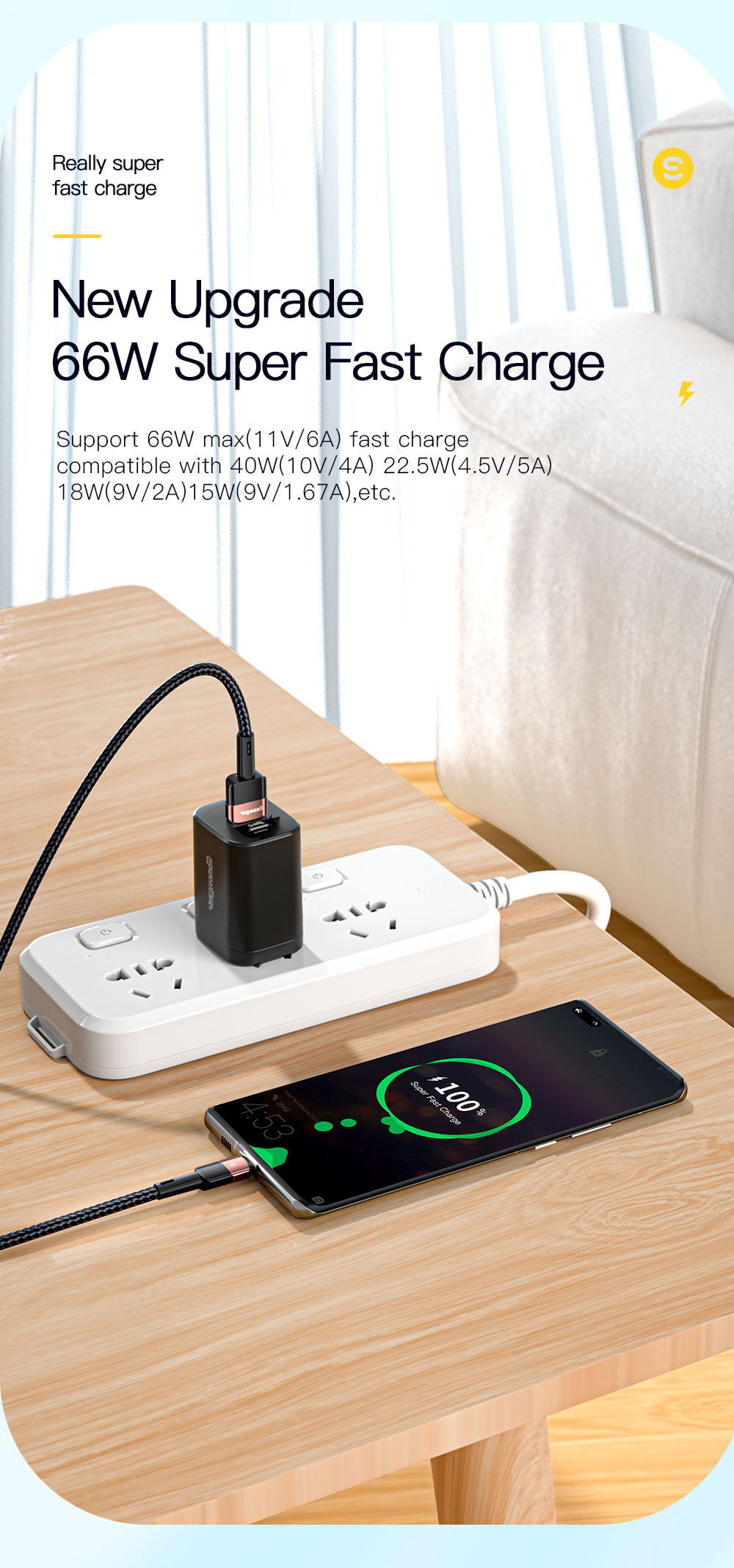 6A USB C to C Charging Cable 100W 0.5M 1M 2M 3M Type C USB Cable