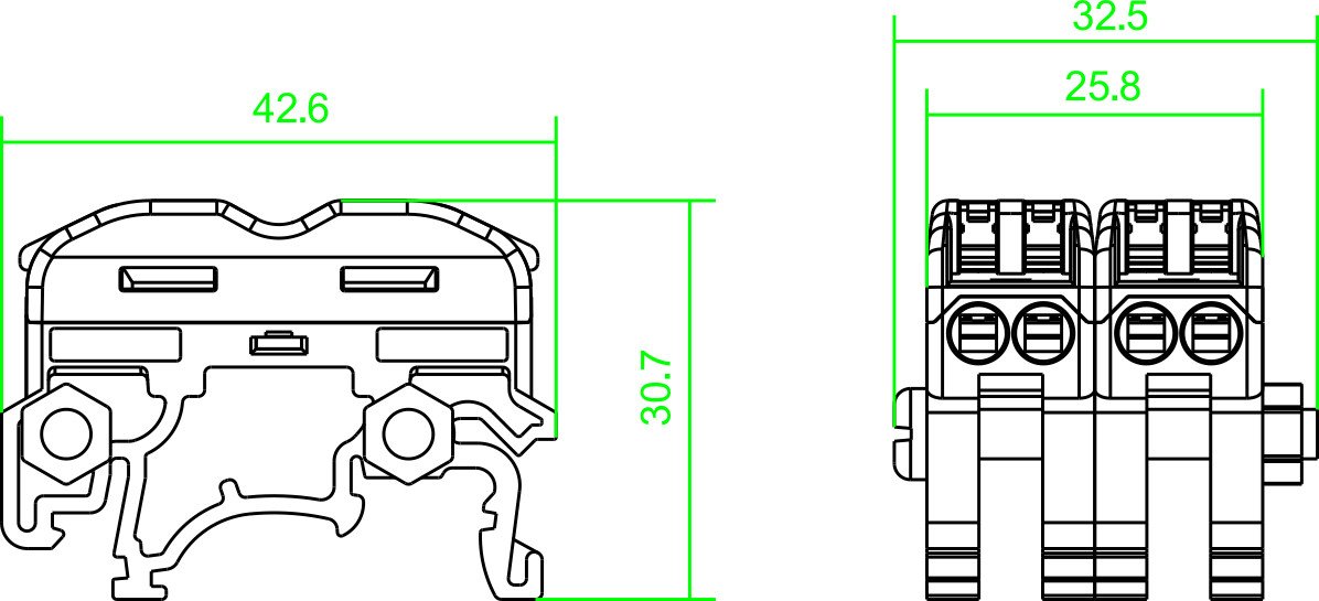 Screwless Electrical Connection 32A 400V Din Terminal Block