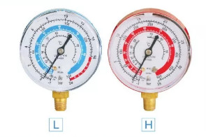 134A environmental protection Paper carton Gauge set with straight quick connector 2196 pipe pressure 600PSI-3000PSI