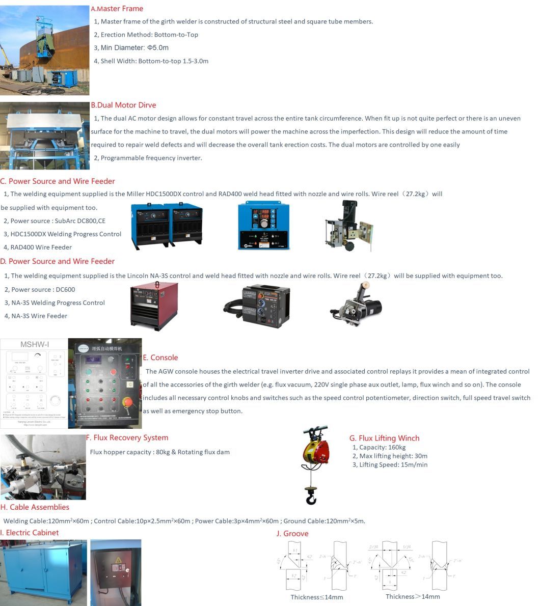 Automatic Tank Girth Welding Machine and Steel Plate Horizontal Welder
