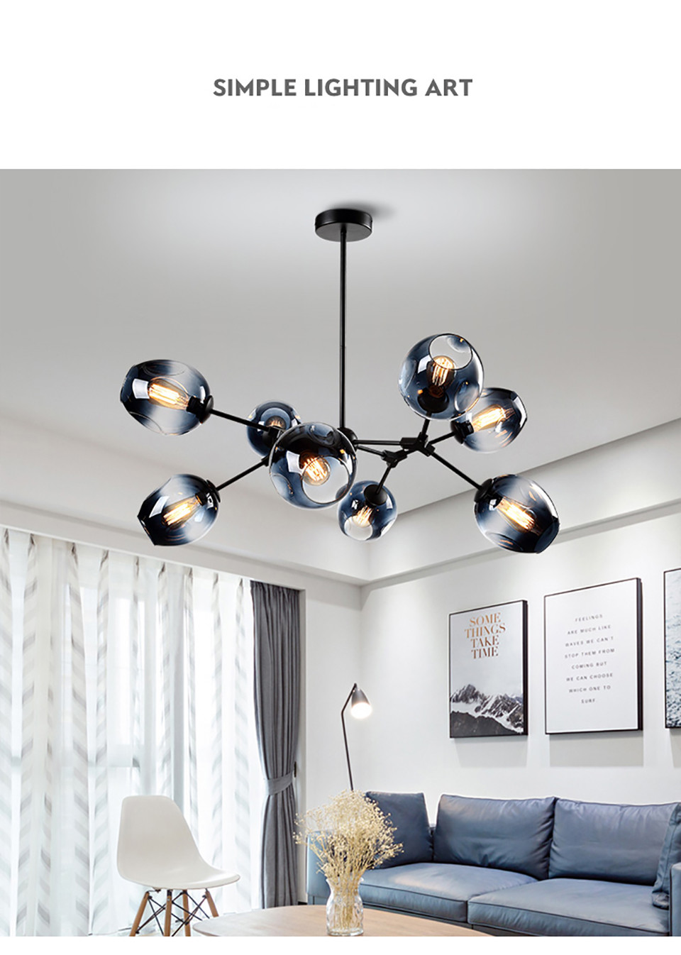 Nordic Glass Gold LED Chandelier Lighting Home Decoration Light lustre(WH-MI-431)