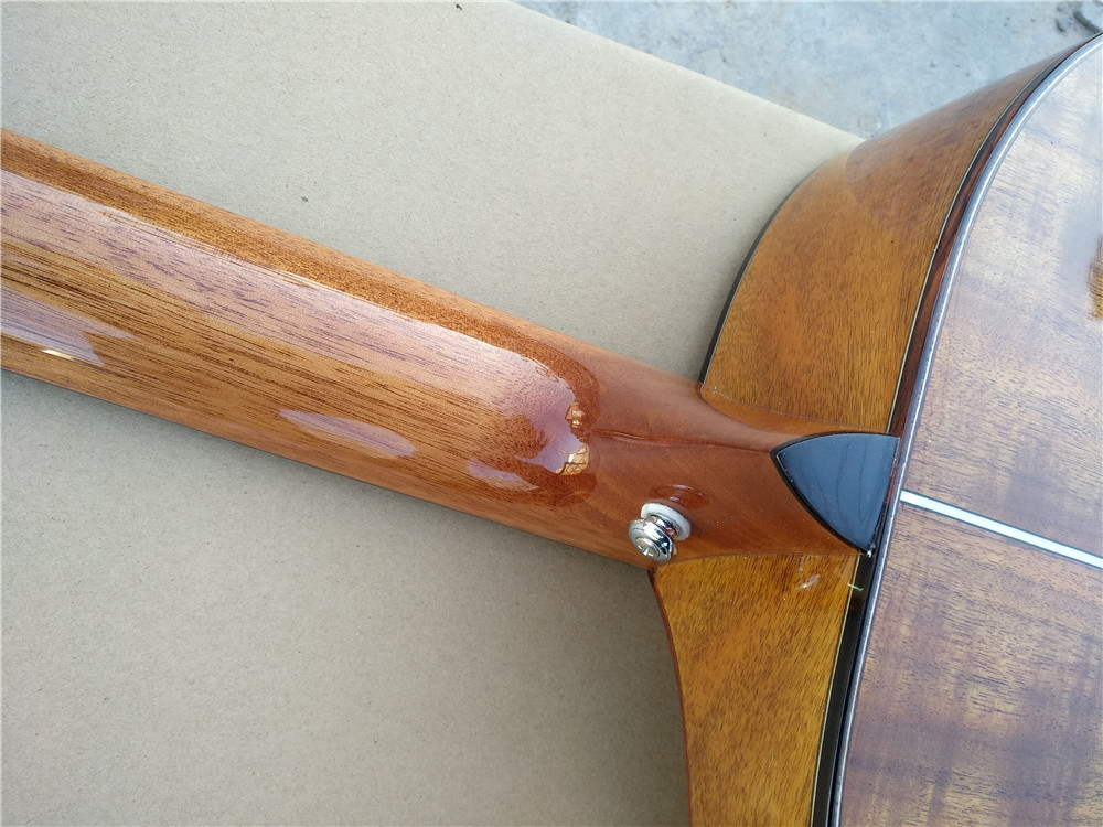 Koa wood Handmade jumbo acoustic 12 string armrest bevelled cutway 12 Strings custom acoustic electric guitar