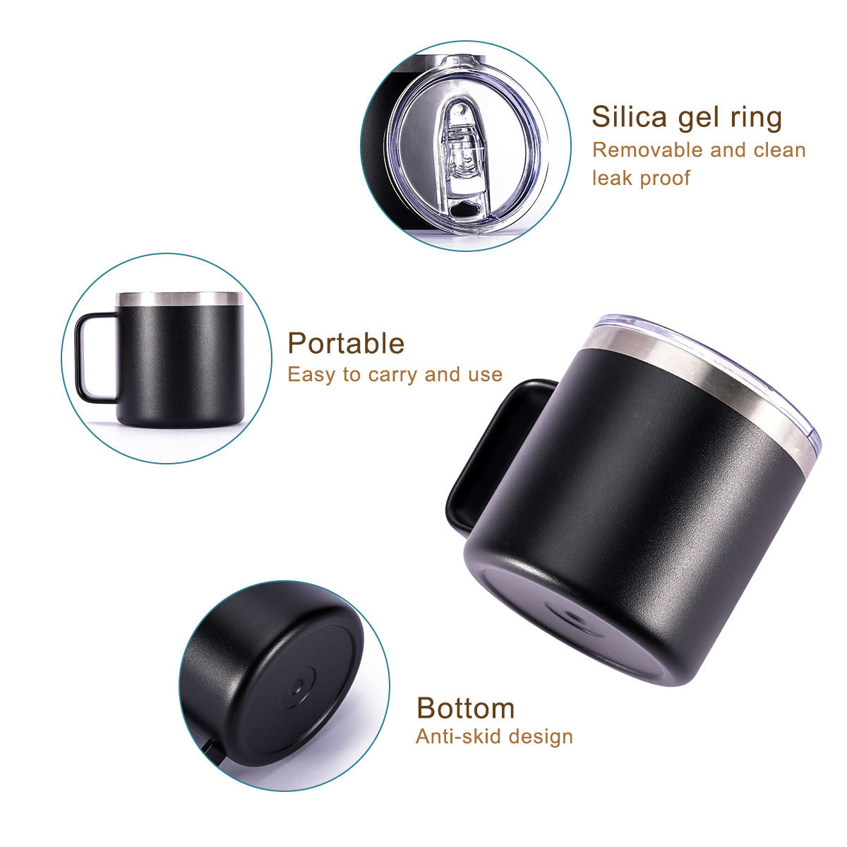 14oz Stainless Steel Travel Tumbler Insulated Coffee Mug Custom Logo Wine Cup Vacuum Coffee Mug With Handle