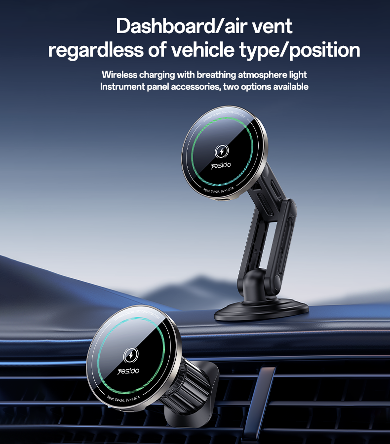 15W Fast Charging Wireless Charger with N52 Strong Magnetic Adsorption and 8-fold Protection for Secure Phone Holding