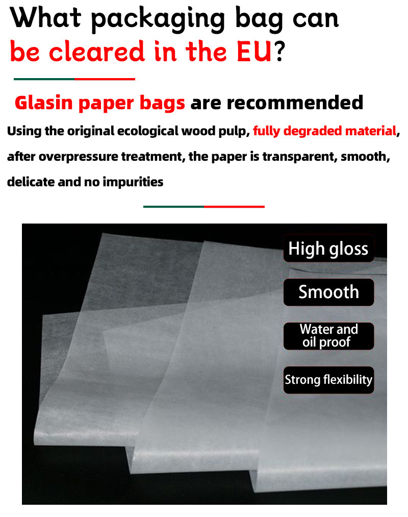 100% Fully Biodegradable White Translucent Paper Bags For Sock Clothes Packaging