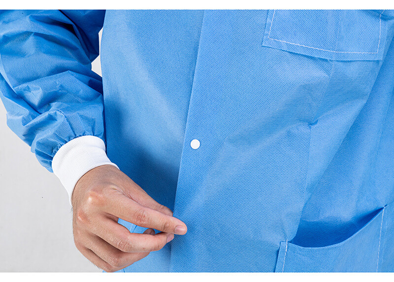 Customised Disposable Medical Lab Coat Long Sleeve Elastic Cuff Unisex