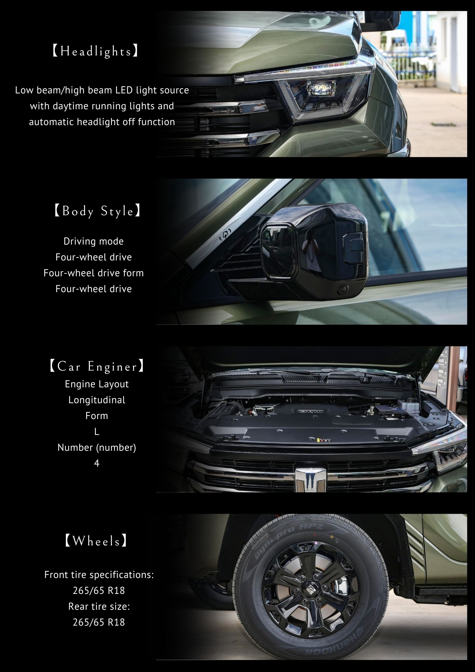 Medium SUV Great Wall Tank 400 Hybrid Car with 2850mm Wheelbase and Swing Door Deposit