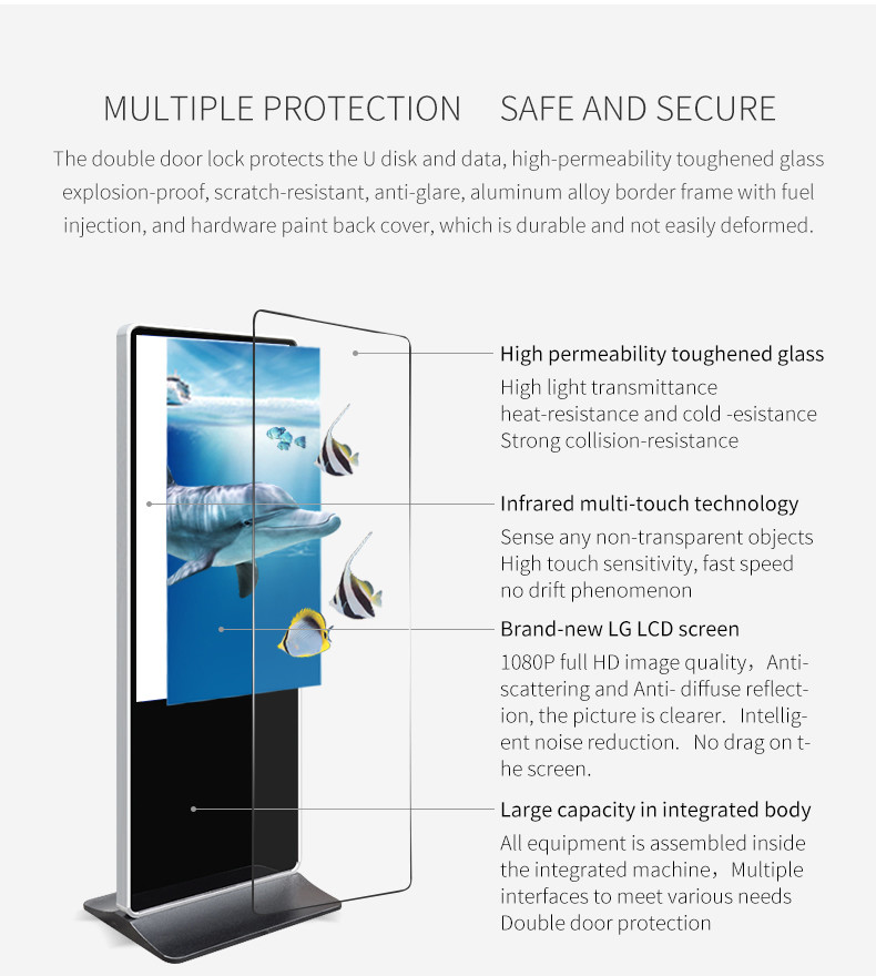 Landing Split Portable Vertical High Definition 43 Inch Floor Standing Kiosk