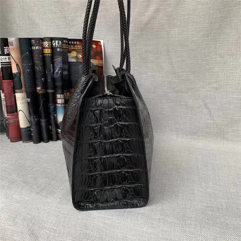 Genuine Alligator Leather Lady Large Totes Exotic Crocodile Skin Female Top-handle Handbag Women Single Shoulder Bag