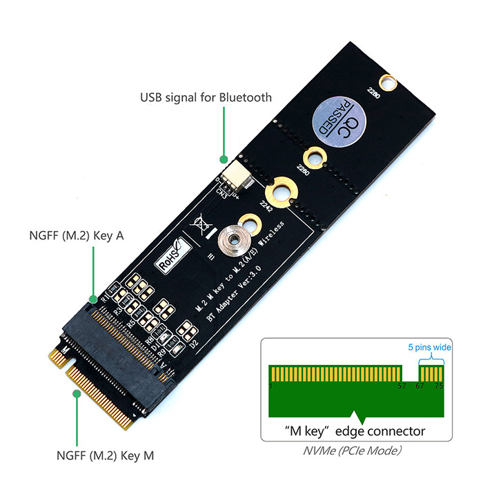 USB Cable Electronics Computers Accessories NGFF M2 Key A To Key M Adapter