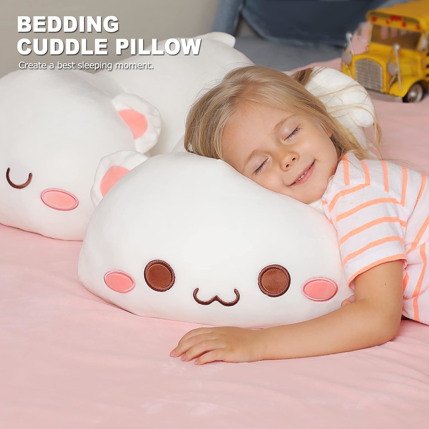 Onsoyours Cute Kitten Plush Toy 25.5" Stuffed Animal Pet Kitty Soft Anime Cat Large Plush Pillow for Kids (White A, 25.5