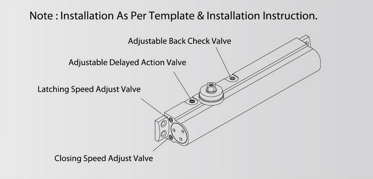 180 Degree Fireproof Adjustable UL Listed Door Closer