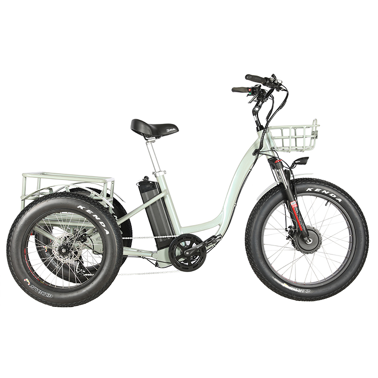 Aluminum Alloy Frame 48V 500W 3 Wheels Electric Cargo Tricycle with 24"x4.0 Fat Tires