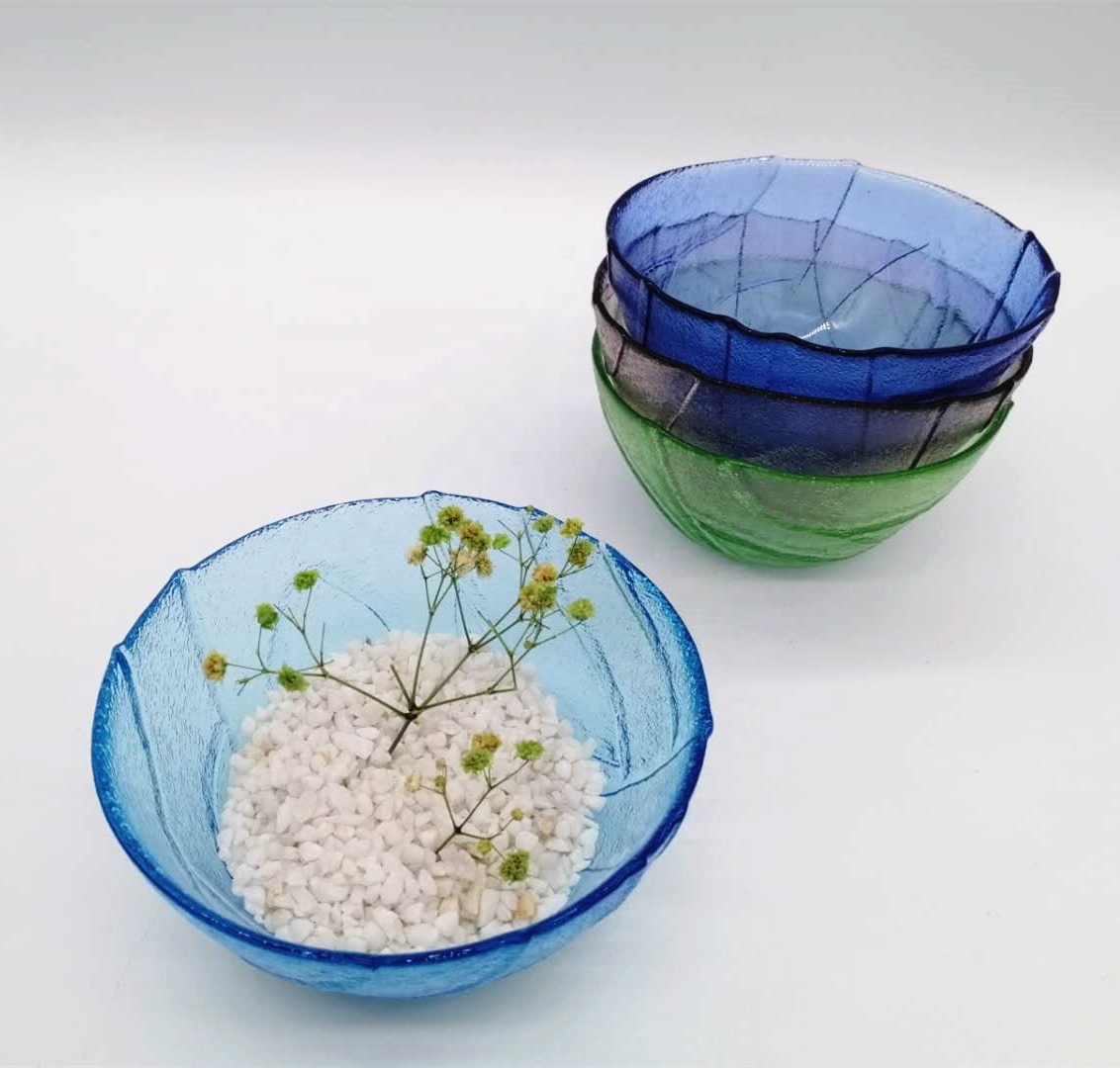 Multi Color Handmade Glass Fruit Bowl For Kitchen