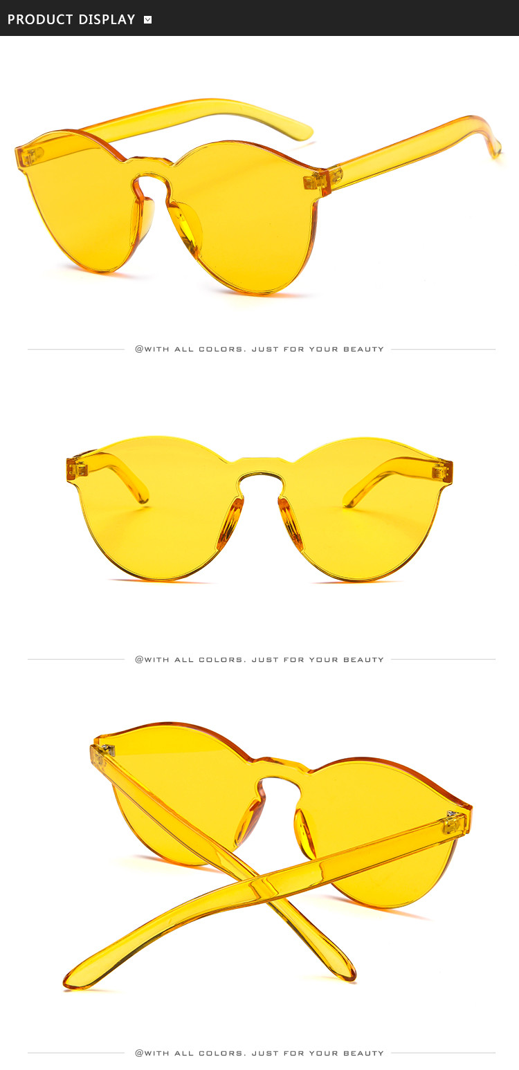 Colorful One Piece Lens Transparent Round Retro Hot Sale Sunglasses