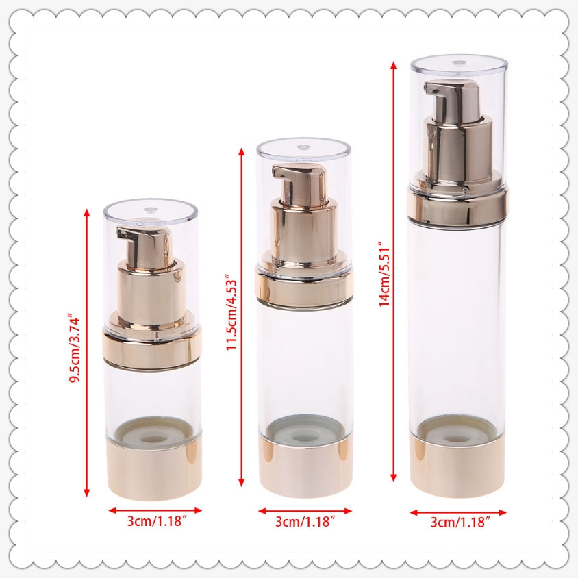 Portable Airless Cosmetic Bottles Travel Gold Skin Care Pump Bottle