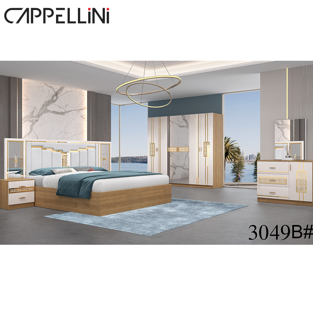 Luxury Modern King Size designer bedroom furniture Wood MDF PU Leather Material