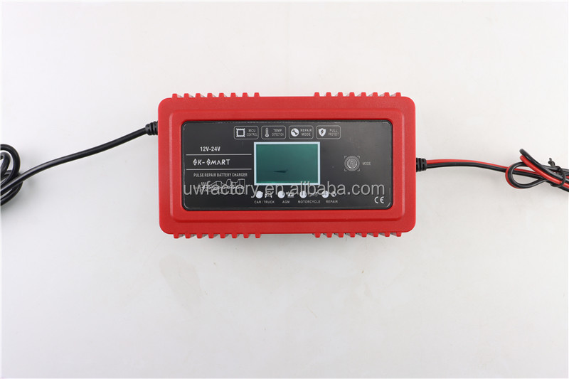 SCP Function 12V 24V/12A Intelligent Automatic Car Battery Charger for AGM GEL VRLA Lead Acid Battery 125W Output Power