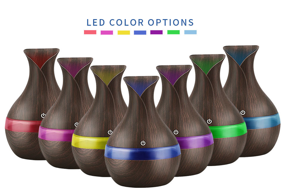 USB Wood Grain Ultrasonic Air Humidifier Household Aroma Diffuser Aromatherapy Mist Maker with Light