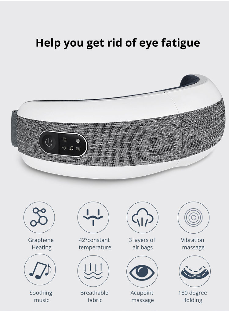 Fodable Rechargeable Eye Massager Air Compression Fatigue Relief 5V 1A