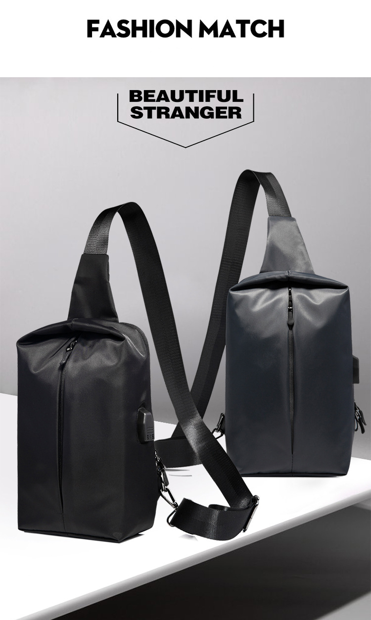 Water Resistant Polyester Lining Anti Theft Chest Sling Bags With USB 5L