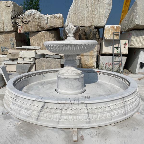 Marble Water Fountain Outdoor White Natural Stone 3 tier Garden Fountains Modern