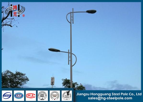 Street Lighting Steel Pole Exterior Lamp Posts With Galvanization And Powder