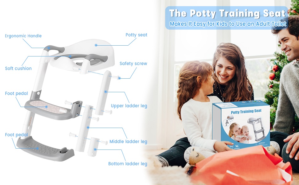Luxury Toddler Potty Ladder Toilet Seat Ergonomic