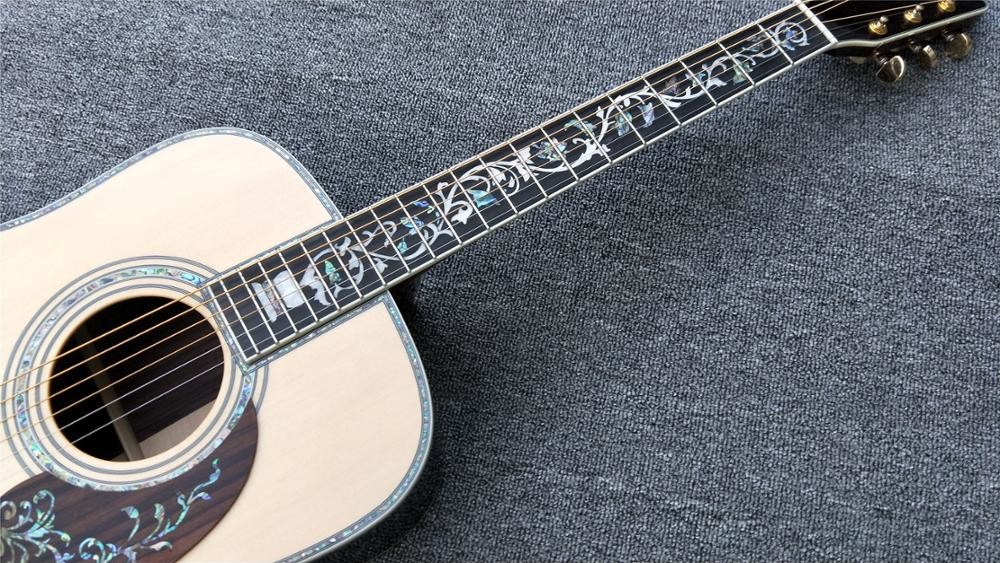 41 inch acoustic guitar,Real Abalone inlays and binding,Ebony fingerboard,Factory Custom Solid spruce top Classic Guitar