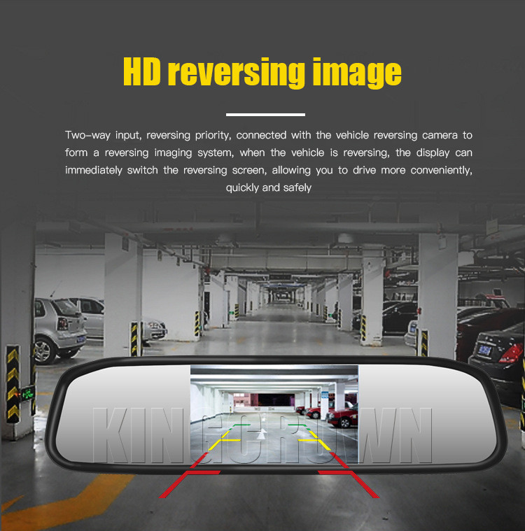 Automatic Rear View Mirror Monitors 4.3 Inch LCD Reversing Aid 2 AV Input