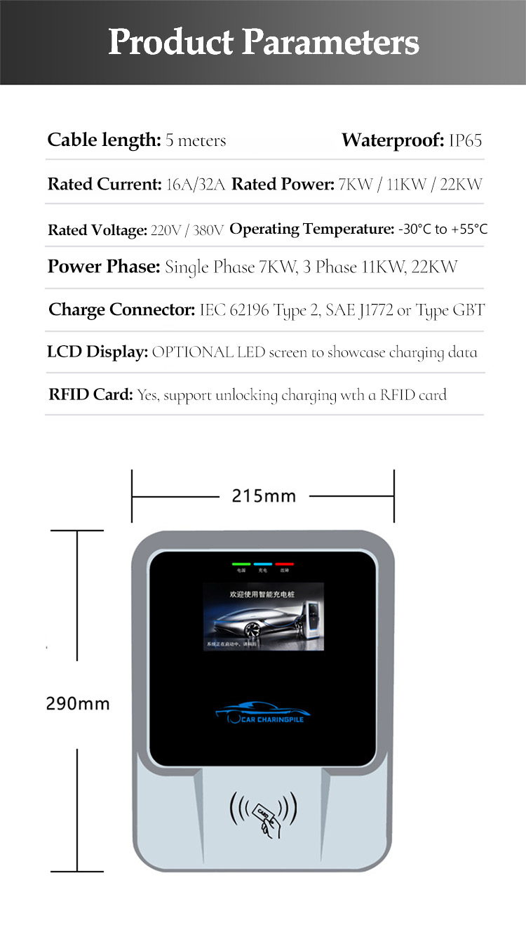 Single Phase 7KW EV Charger Wallbox 32A AC EVSE for Mercedes