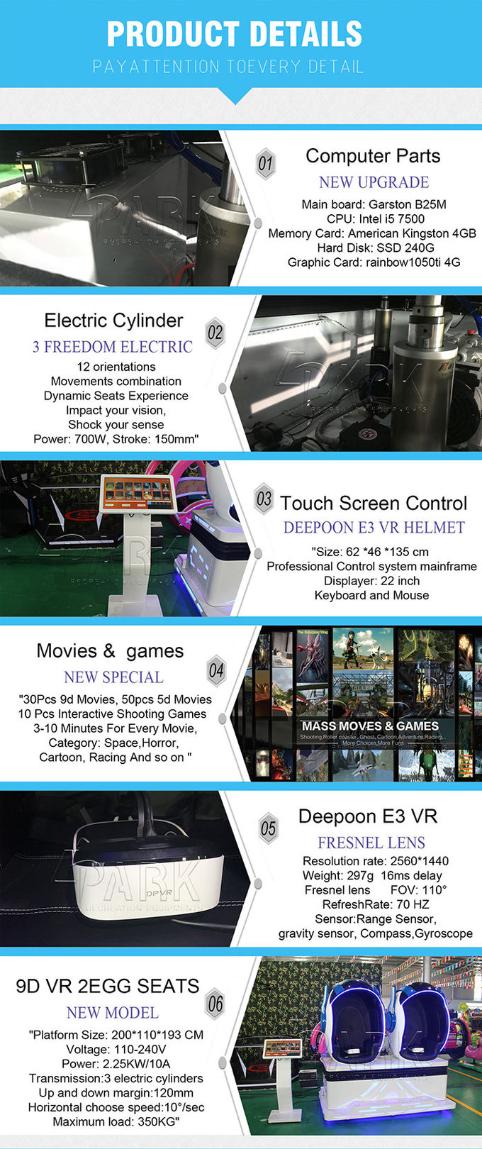 CE 9D VR Platform With 1 Egg Chair Seat Virtual Reality Motion Simulator Coin Pull Game Machine