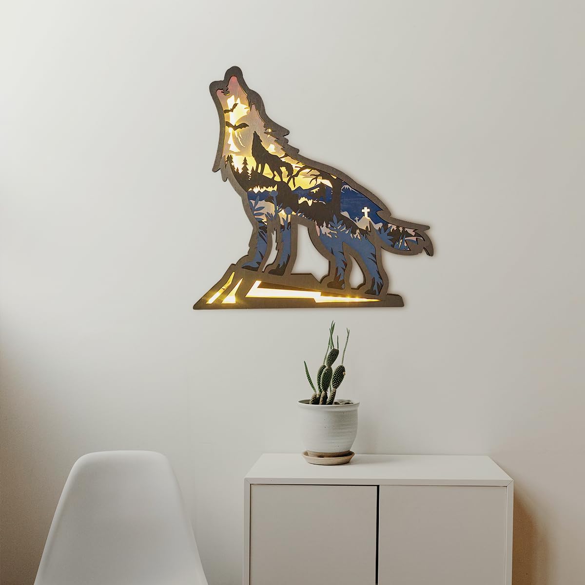 3D Wooden Animals LED Night Light Festival Decoration Desktop Desk Table Living Room Bedroom Farmhouse Office Shelf