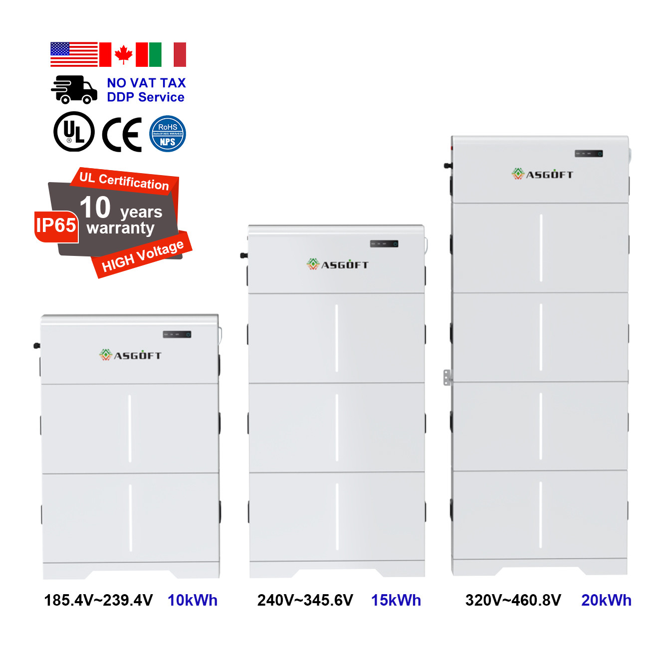 10KWH 15KWH 20KWH Solar High Voltage Stackable LiFePO4 Energy Storage Battery