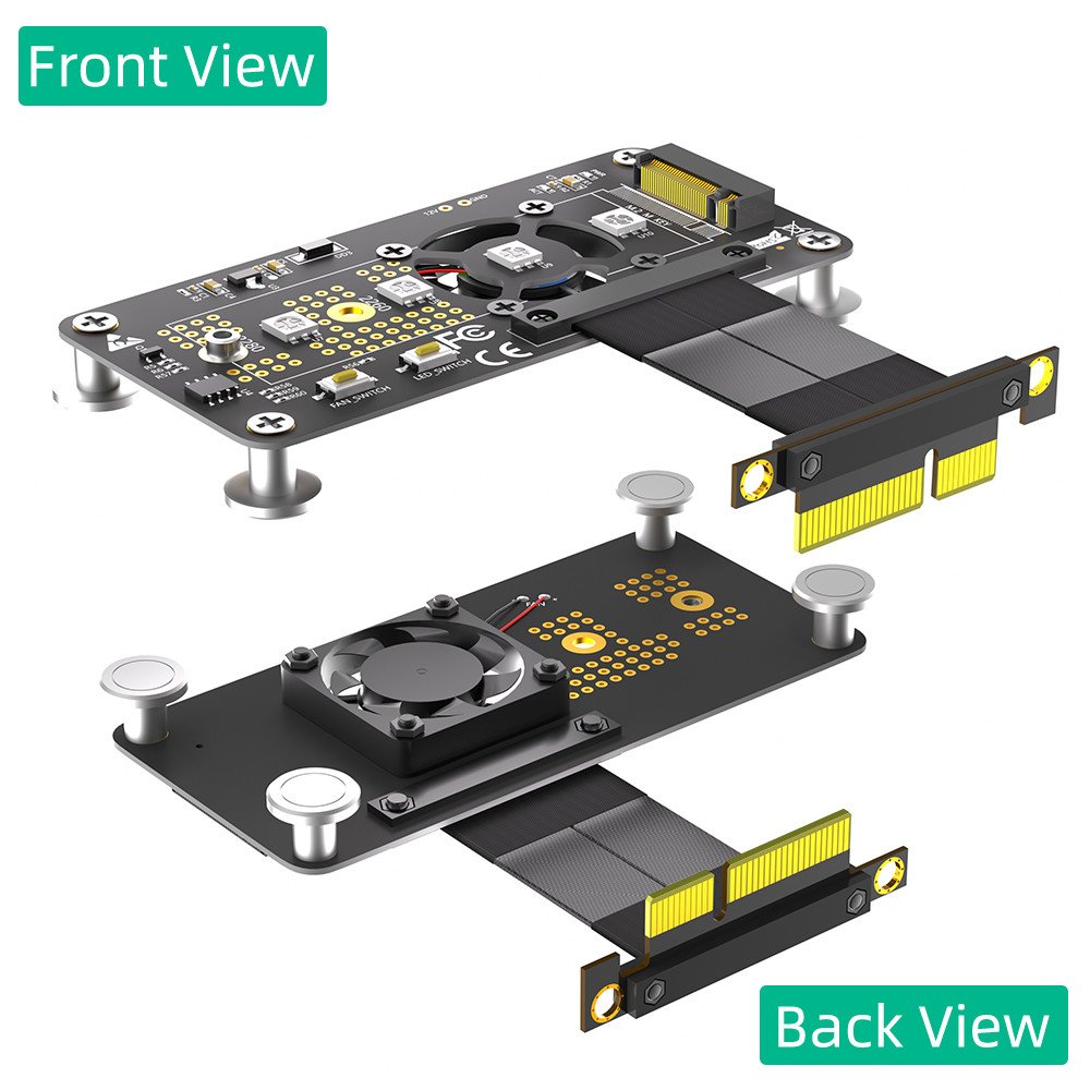 PCI Express PCI-E 3.0 4X to NGFF M.2 2280 M2 NVME SSD Converter Adapter Card Cooling Fan + High Speed Extension Cable 100MM