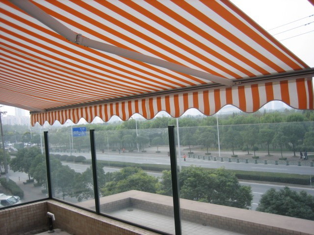 Acrylic Manual Retractable Awning Outdoor Sun Shade Canopy